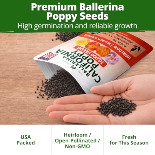 Image of HOME GROWN Ballerina Mix California Poppy Seeds for Planting, 10,000 Seeds, Eschscholzia californica