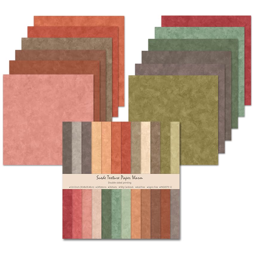 24 Feuilles Blocs de Papier pour Scrapbooking, 30,5 x 30,5 cm, Double face 24 Couleur Papiers Décoratif, à Motif Papier de Cartonné pour Journal Album de...