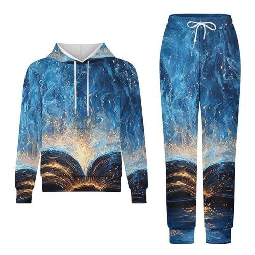 Boys Girls Sweatshirt Set 2 Piece Pullover Hoodie Kid Jogger Sweatpants, Books Lovers Blue Flaming4