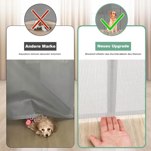 Treppenschutzgitter Ausziehbar Ohne Bohren Türschutzgitter für Babys, Babygitter & Hundegitter,140 cm Breite, 80 cm Höhe, Türschutzgitter für Treppe/Türen/Korridore/im Freien