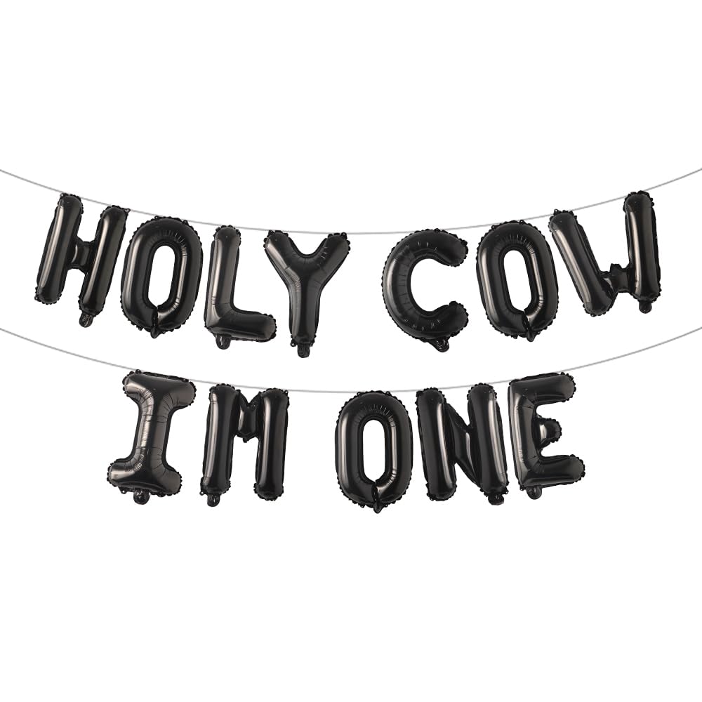 Cow 1st Birthday Decorations - HOLY COW IM ONE Birthday Decoration for Boys Girls Farm Cow Animal Theme Birthday Balloon Banner Number 1 Foil Balloon