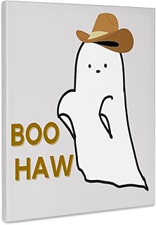 3dRose, Cute Image of a Ghost with Text of Boo Haw, Museum Grade Canvas Wrap 14x11