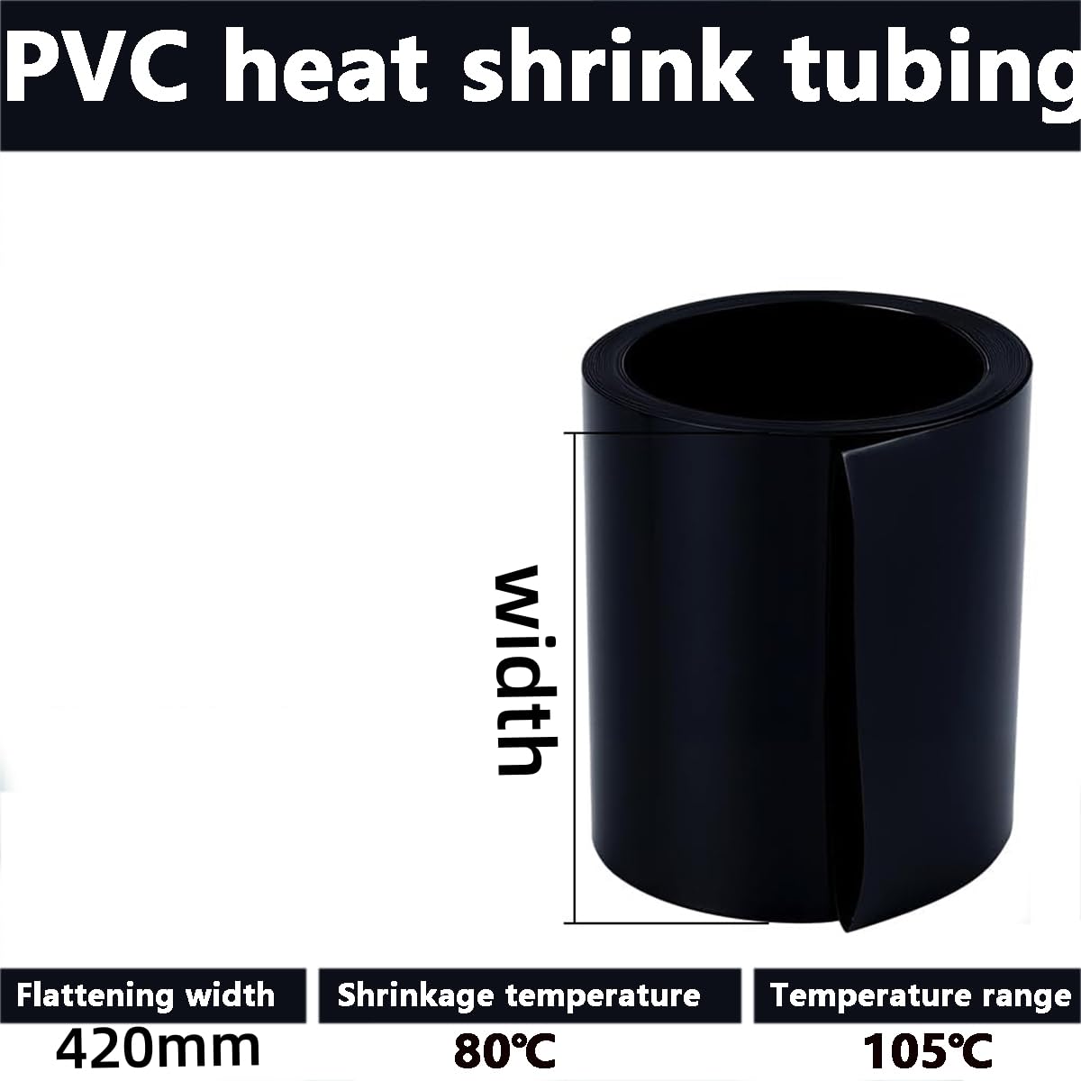Rurki termokurczliwe z PVC, Płaska rurka termokurczliwa PVC 1 m, wiele rozmiarów(420mm(1m))
