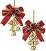 Kurt Adler 1 Set 2 Assorted Red, Green And Gold Bow And Bells Christmas Ornaments