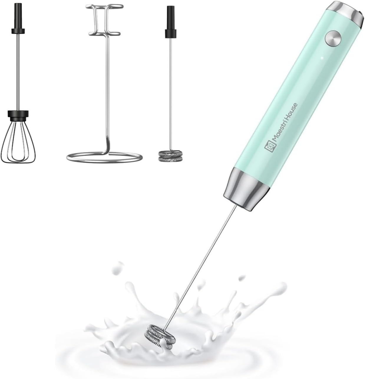 Maestri House Handheld Milk Frother & Stainless Steel Balloon Whisk