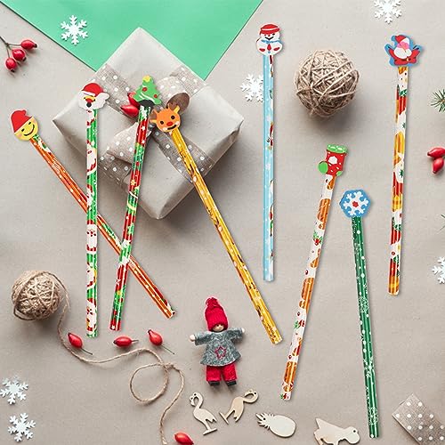 CCINEE 80 Pcs Christmas Pencils con borradores festivos miniatura 6