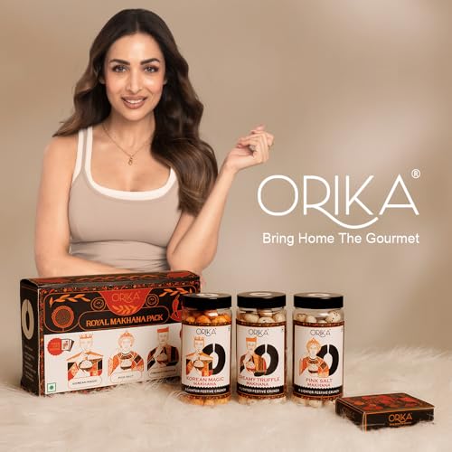 Image of Orika Royal Makhana Gift Box | Korean Magic, Creamy Truffle & Pink Salt Flavored Makhana with Premium Playing Cards | Luxury Healthy Snack Gift Hamper