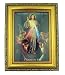 Italian Lithograph Jesus Christ King of Mercy Print in Antique Gold Tone Frame with Glass, 6 1/2 inch