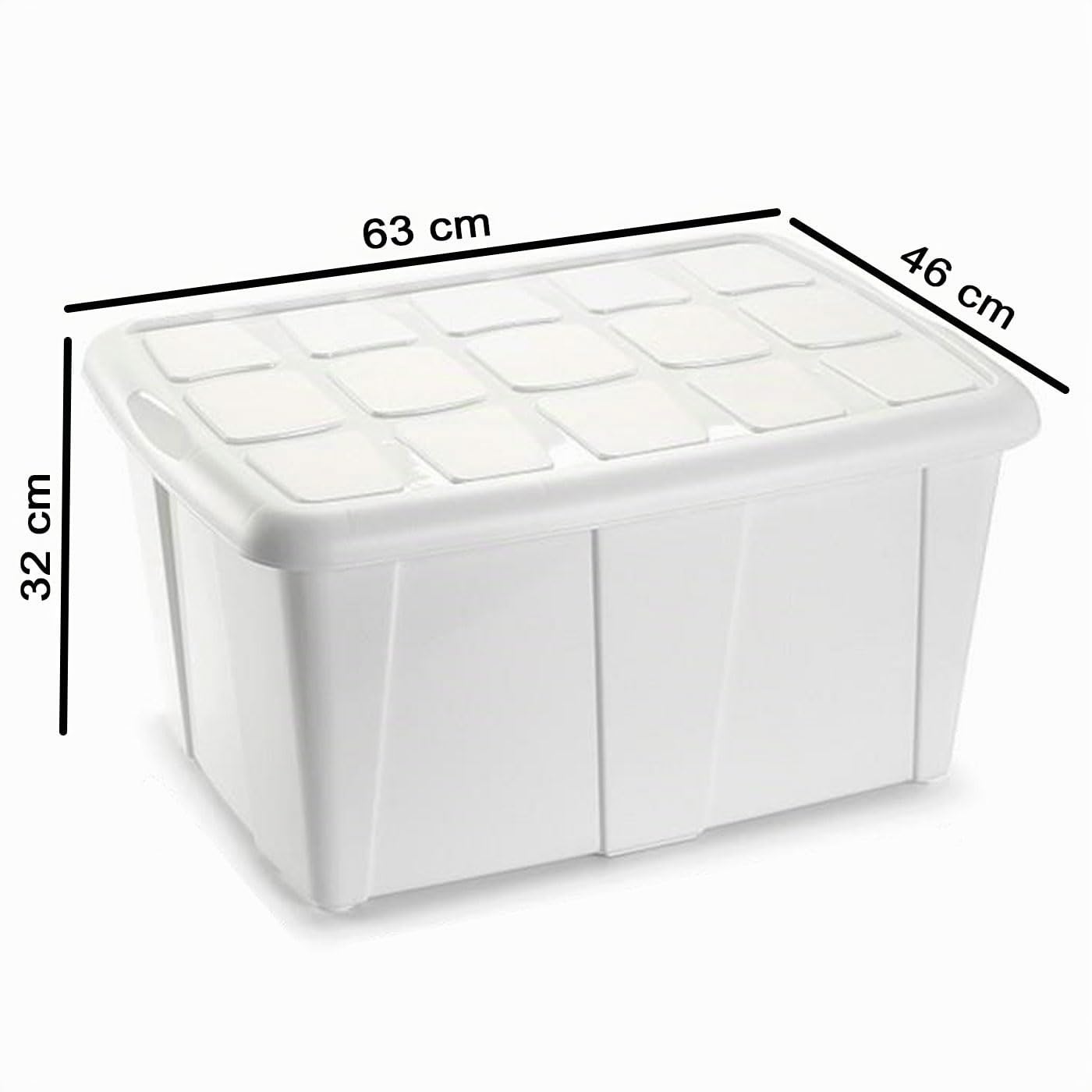 Acan Tradineur - Pack de 6 Cajas de almacenamiento, plástico, contenedor multiusos, ordenación, ropa, fabricada en España (Blanco - 60 litros - 32 x 63 x 46 cm)
