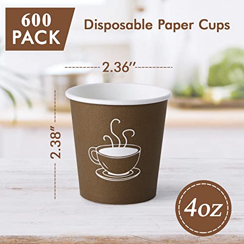 600 Pack 4 oz Paper Cups, Small Disposable Coffee Cups, Paper Espresso Cups, Hot/Cold Drinking Cups for Party, Picnic, Travel and Events - Image 3