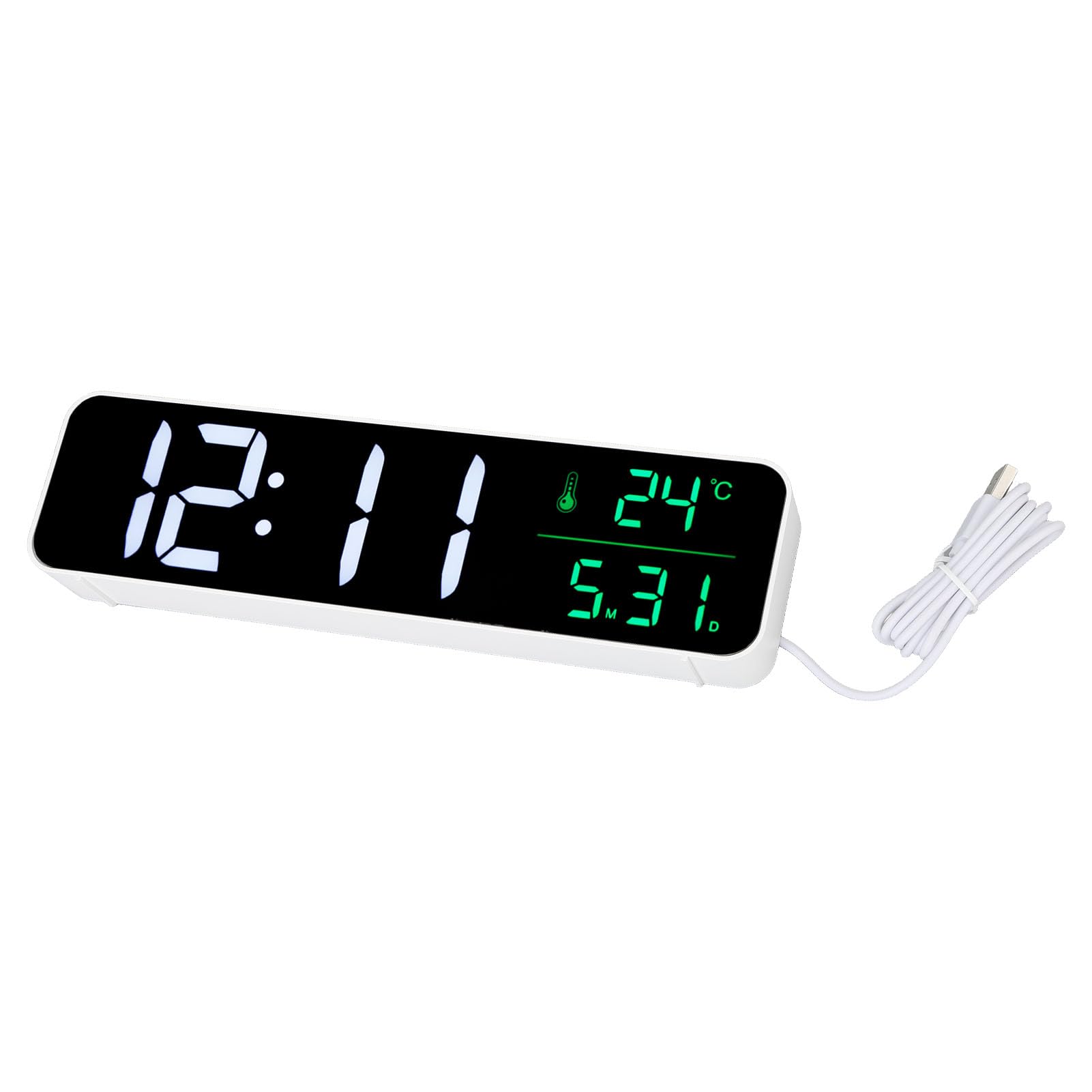 LED-Musikwecker, Großes Display mit 5 Helligkeitsstufen für (Weiß)
