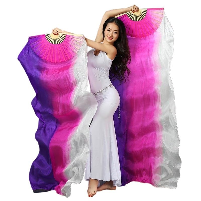 Éventail de danse du ventre 180cm accessoires de scène en soie