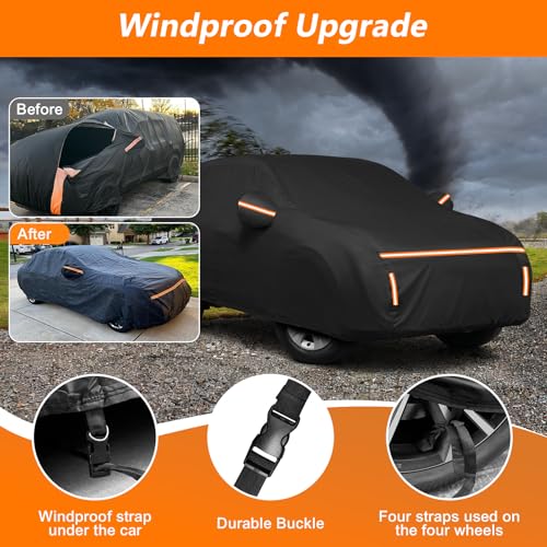 Image of Car Cover for Toyota RAV4 2012-2025 XA30 XA40 XA50 Waterproof PEVA Cotton Lining Outdoor Cover Windproof UV Protection with Door Zipper & Wind Straps