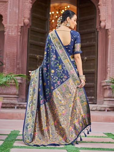 Image of SWORNOF Women's Kanjivaram Soft Silk Banarasi Sarees With Unstiched Blouse Piece