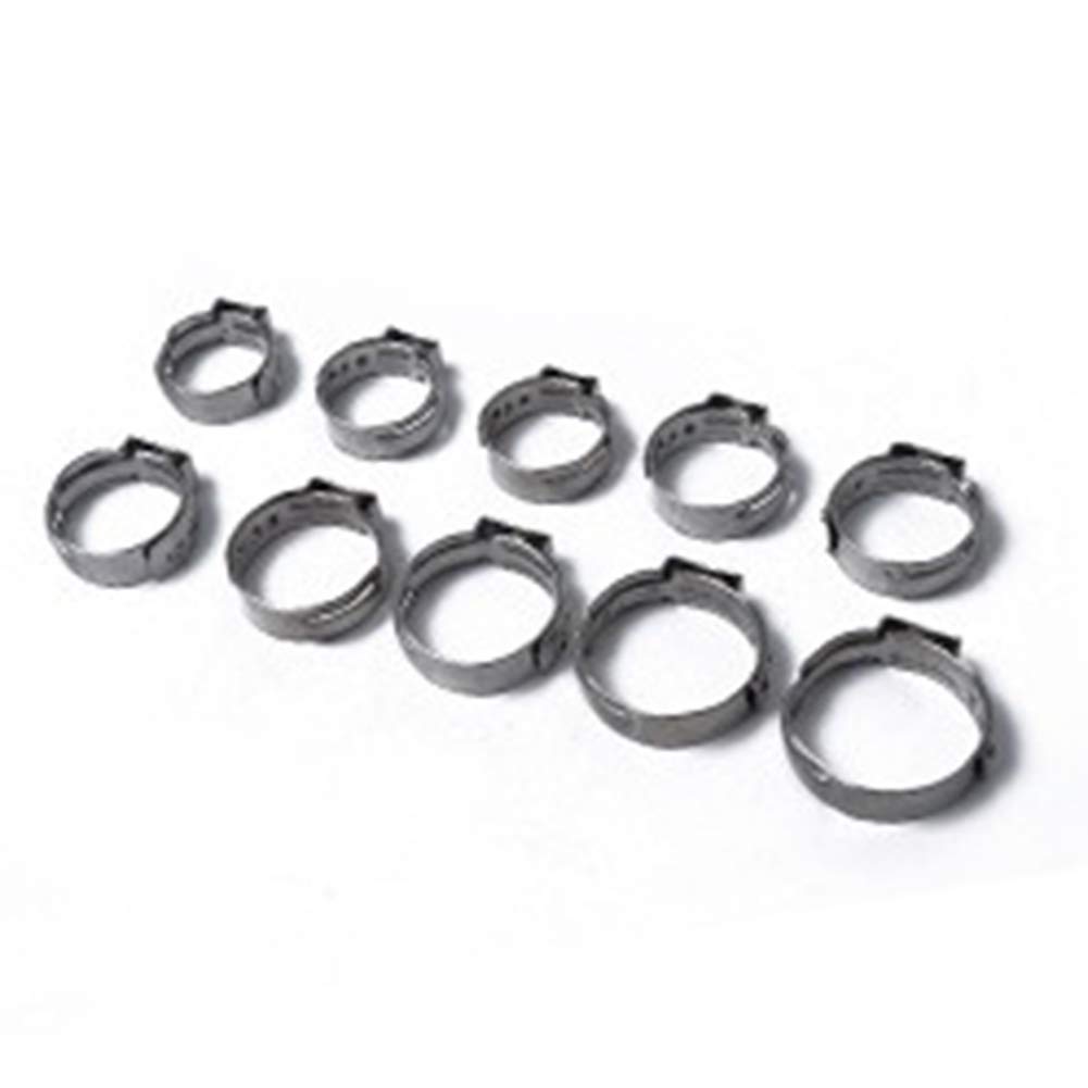 GZYF 100 Pcs Over 15.3MM Stainless Steel Single Ear Hose Clamp Stepless Hose Clamps Assortment Kit
