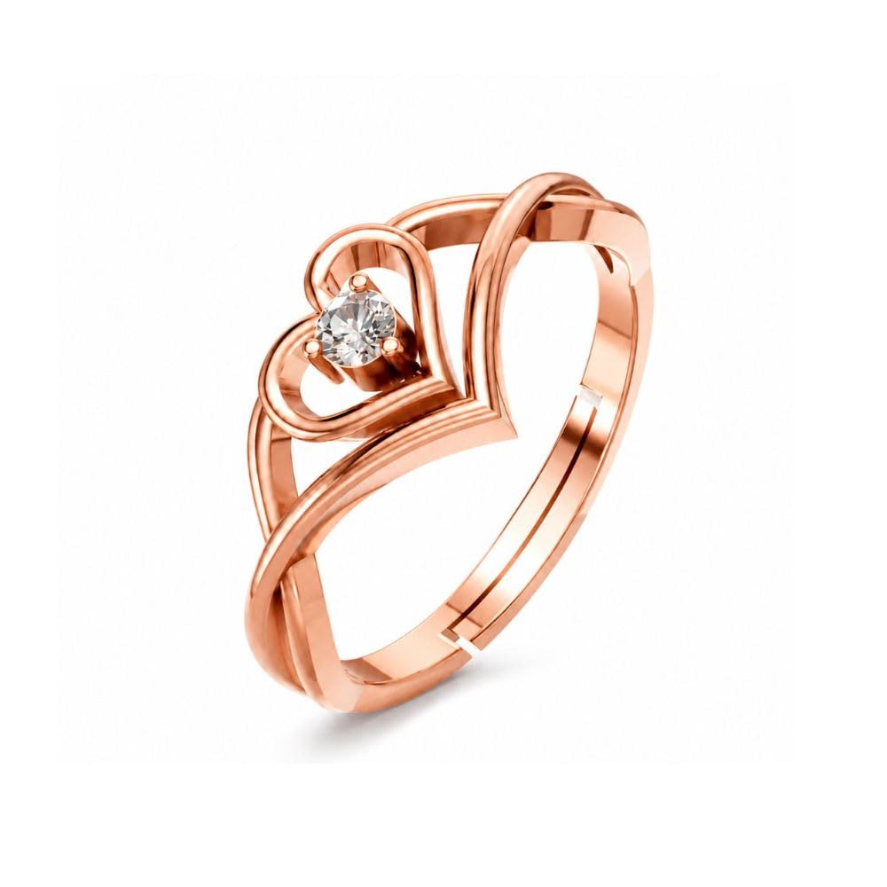 925 Silver Blue CZ Heart Adjustable Ring for Women and Girls | Heart Solitaire Design | 925 Silver Ring With Authenticity Certificate | Gift for Girlfriend Wife | Casual Wear Ring-image-45