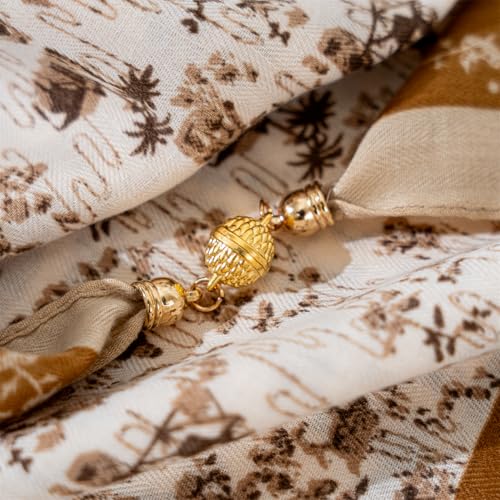 Scarf for Women Lightweight Scarves with Magnetic Clasp Classic Floral Patterns Fashion Neck Handbag Scarf4