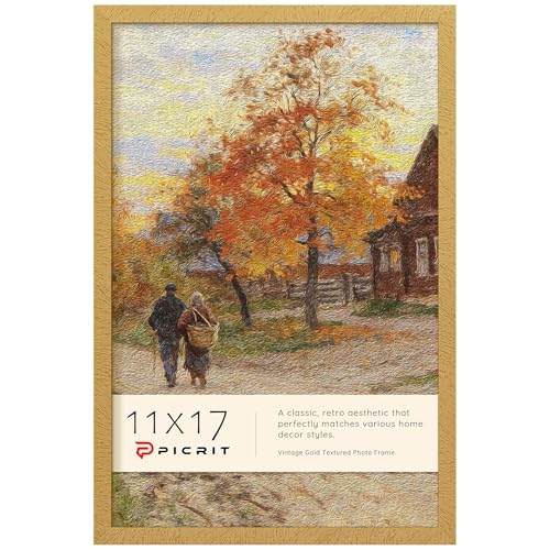 Picrit 11x17 Picture Frame Photo Frame for Wall Mounting Display Gold