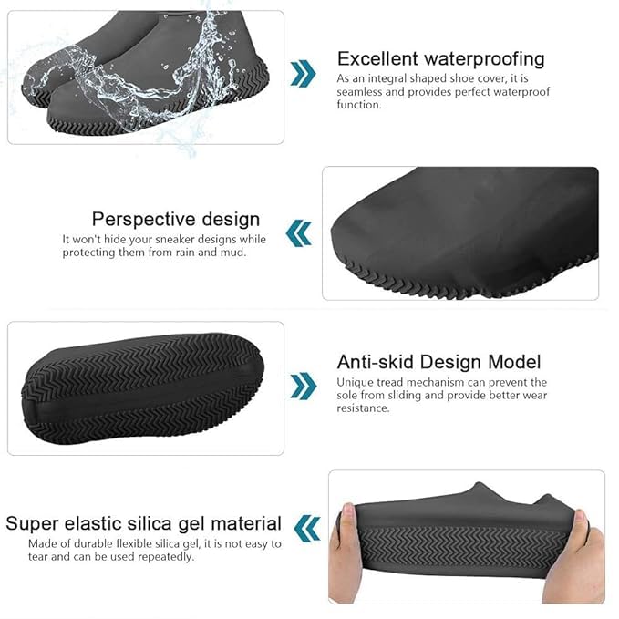 ITUSHA Silicone Waterproof Shoe Covers Rain Socks, Reusable Foldable Non-Slip Shoes Boots Shoes Covers Overshoe for Indoor, Rain, Snow, Grassland. Shoes for Men & Women & Children (White, Large) 3 51YSztzohgL
