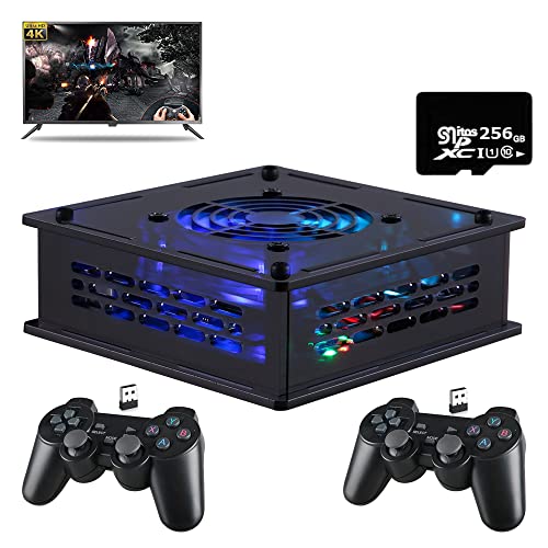 HEYNOW Super Console X Pro Max Video Game Console 50000+ Games 50+Emulators Compatible with PSP/PS1/DC /N64 Game&TV Dual System 4K TV HD/AV Output S905X CPU With two wireless controllers (256GB)