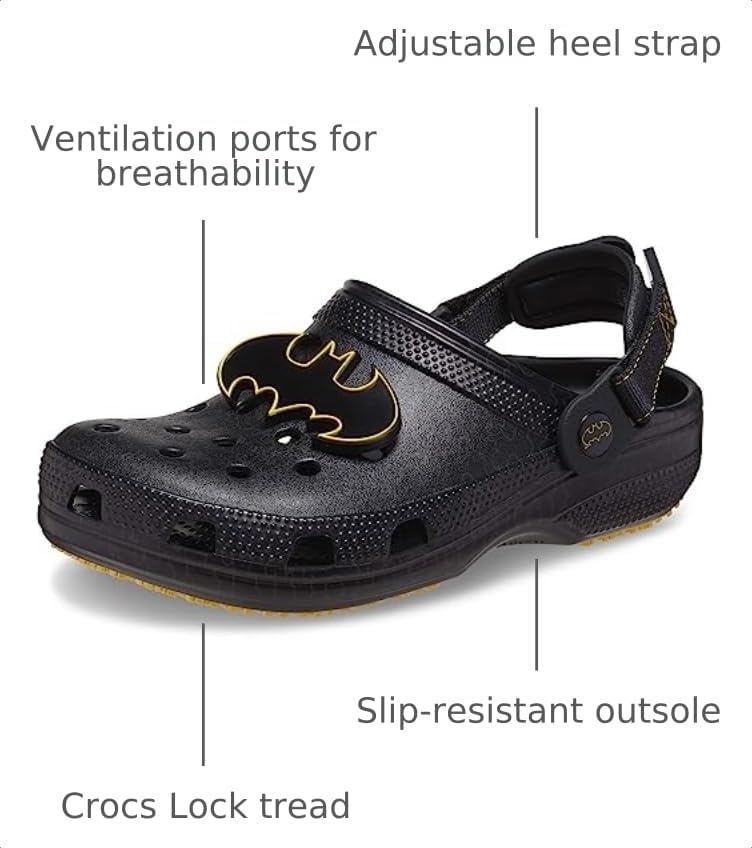 Image of Crocs Unisex Adult Classic Adjustable Batman Clogs