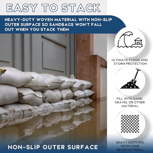 Bolsas de arena blancas de 19x31 pulgadas para control de inundaciones 5