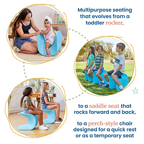 Image of ECR4Kids Wave Seat Perch Stool, 14in - 15.1in Seat Height, Flexible Seating, Blue, 2-Pack