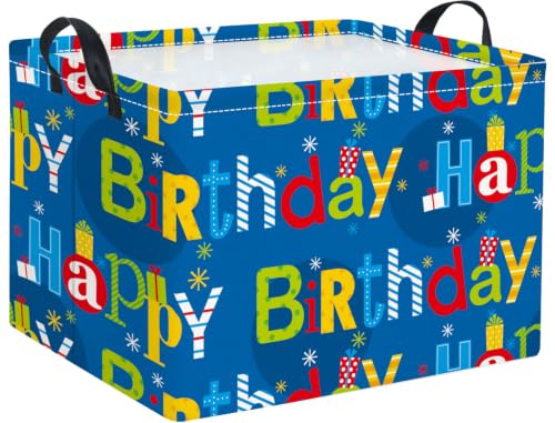Image of Rectangular Storage Basket for Boys Kids Basket Storage Bin Organizer Box(Happy Birthday)