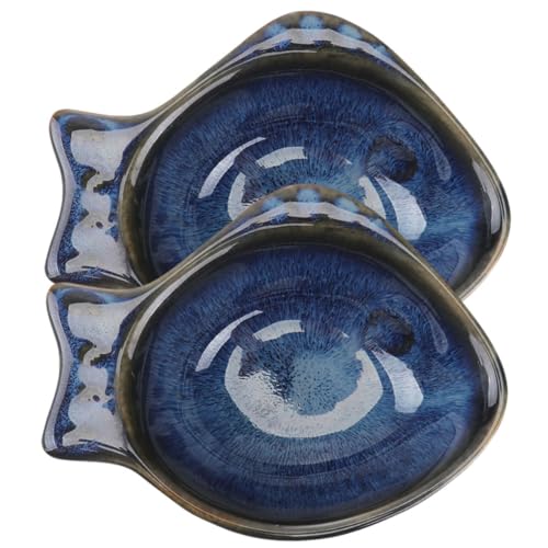 SOLUSTRE 2Pcs Ceramic Dipping Dishes Small Fish Shaped Sauce Plates for Condiments Seasonings and Appetizers for Home Parties Weddings and Celebrations