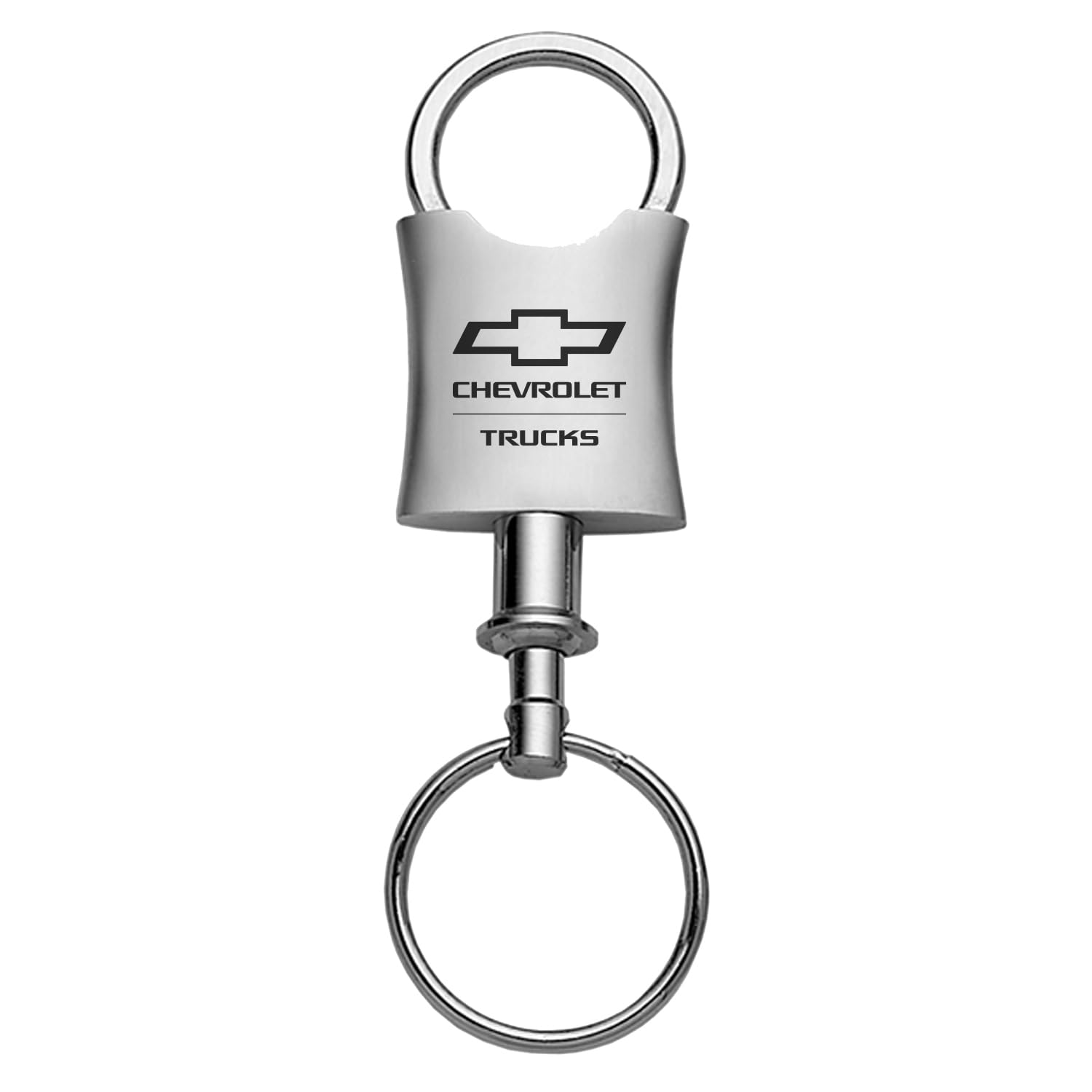 SR1 Performance Chevy Trucks Curved Ring Pull-A-Part Keychain - Officially Licensed Chevrolet Key Tag, Silver, Default