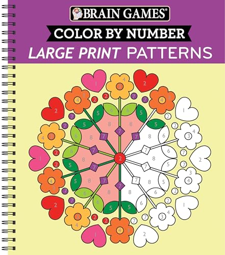 Brain Games - Easy Color by Number: Large Print Patterns (Stress Free Coloring Book)