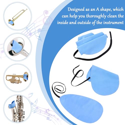 image for Larrel 3PCS Saxophone Cleaning Cloth, Blue Saxophone Cleaning Kit, Cla