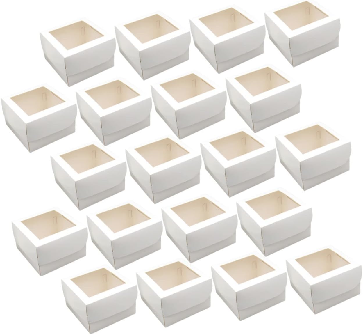 20pcs Compact Cake Boxes with Window High Bakery Packaging for Cookies and Pastries Food-grade Sturdy Paperboard for Parties and Events