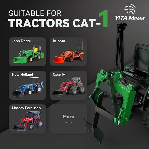 Image of YITAMOTOR 3 Point Quick Hitch with Upgrade Versatile Adapter & 2 inch Receiver for Category 1 Tractors, 3000 lbs 3-Pt Trailer Hitch Attachment with 5 Level Adjustable Bolt (Green)