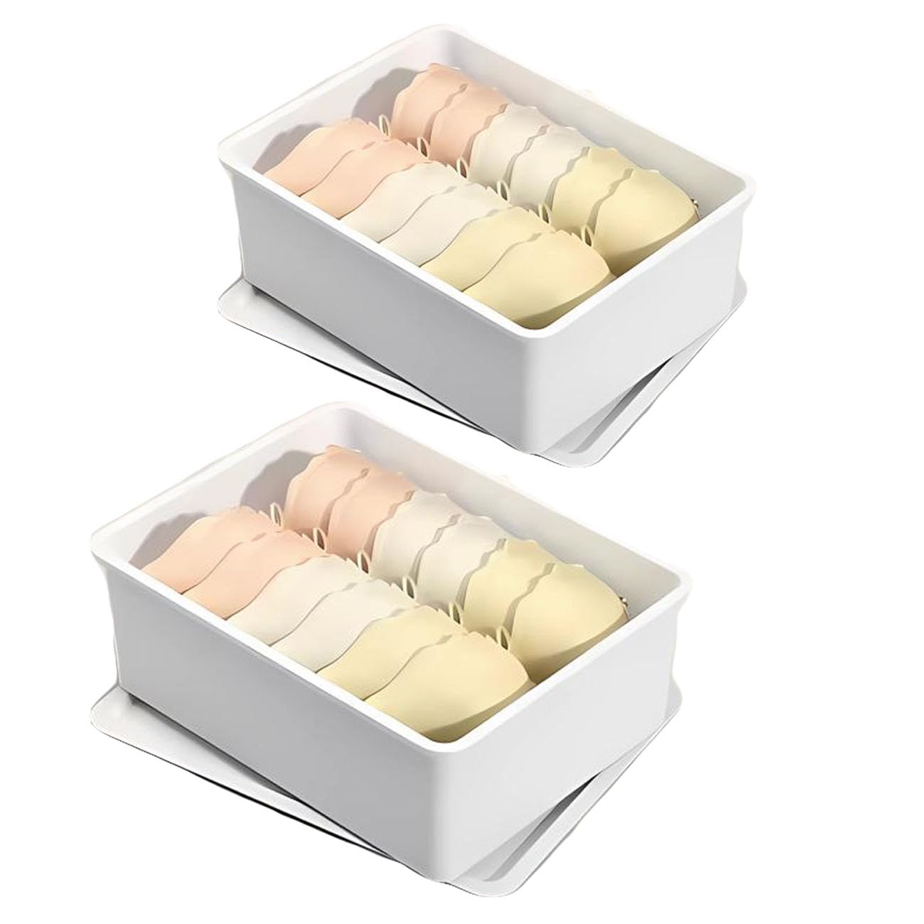 Tiny Alpaca Drawer Storage Box Wardrobe Stackable Storage Bins with Lids Plastic Containers for Pantry Organization Cabinet Kitchen Bedroom Bathroom Storage 2 Pack