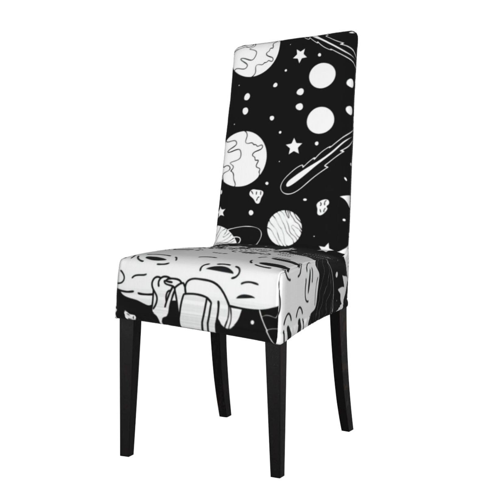 YYHWHJDE Astronaut Prints Dining Chair Throw Covers – Stretchable Polyester Blend Protects Your Chairs with Easy Style & Easy Care
