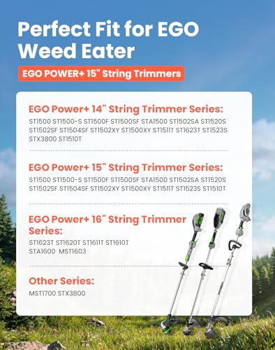 Image of Eventronic 4 Pack AL2420PD Replacement Twisted Trimmer Line Compatible with All EGO 15-Inch String Trimmers Weed Eater, Dual Color Pre-Cut 0.095 inch 56Ft Weed Wacker String line for EGO Trimmers String