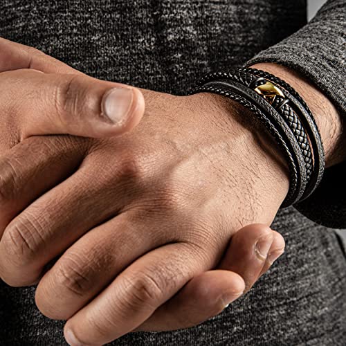 Image of SERASAR Premium Leather Bracelet Men | Stainless Steel Magnetic Clasp | Three Colors | Jewelry Box Included