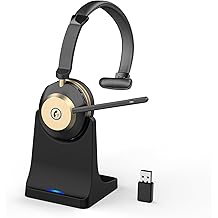 Earbay Wireless Headset with Mic for Work, Bluetooth Headset Microphone Mute &amp; Charging Base, 45H+ Wireless Headphones with Mic Noise Canceling &amp; USB Dongle for Work/Office/PC/MS Teams