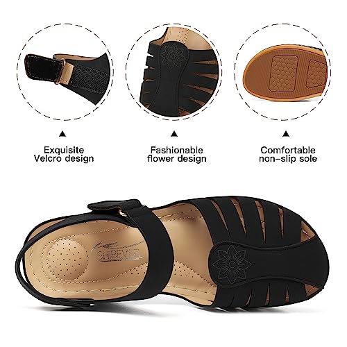 SHIBEVER Women Comfortable Flat Sandals: Dressy Summer Sandal - Closed Toe Fisherman Sandals3