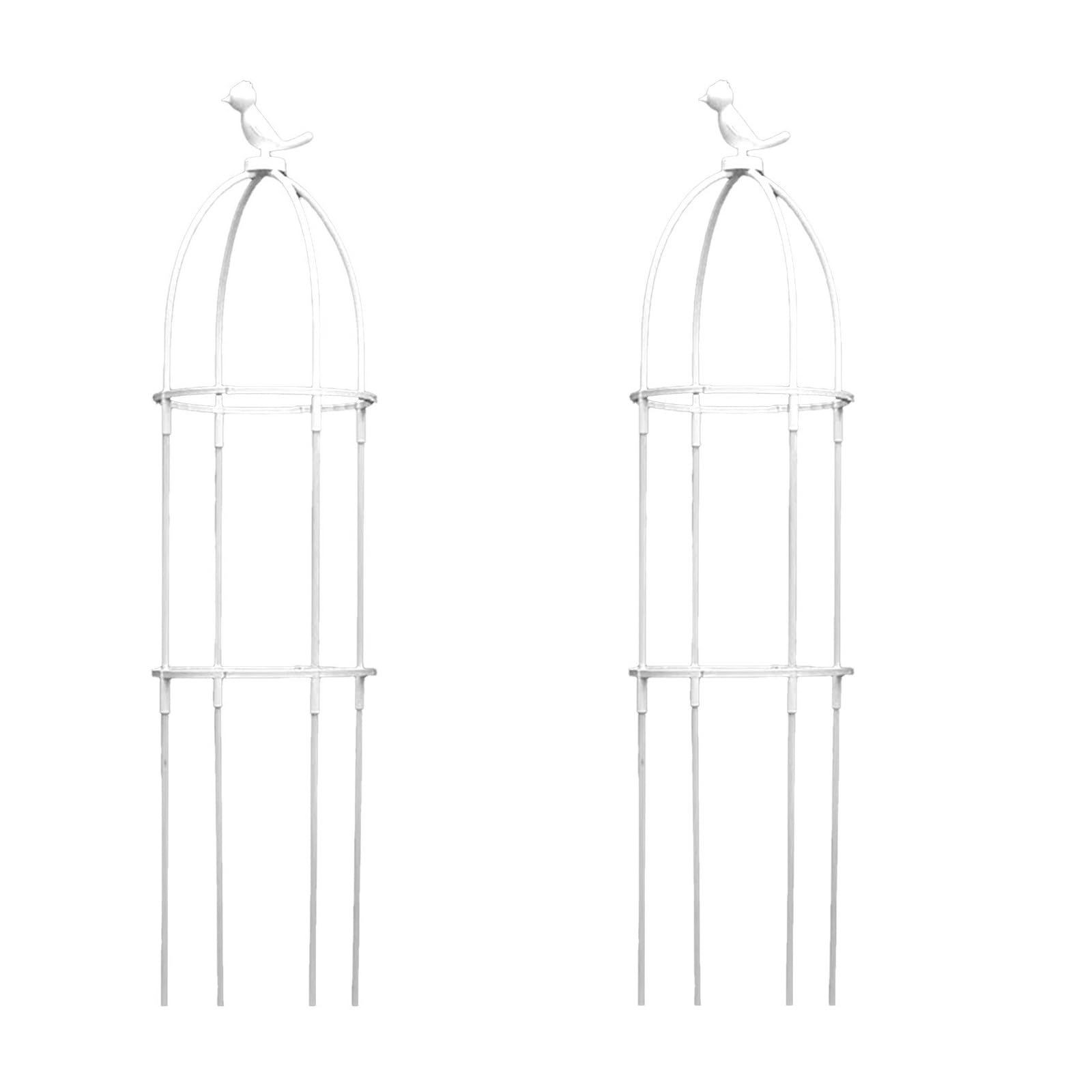 Set of 2 Garden Obelisk,95CM Tall Trellis for Climbing Plants, Plant Supports for Outdoor Plants, 3-Tier Plant Support for Vines & Flowers, Tomato Cage Tower Indoor Outdoor Use (White)