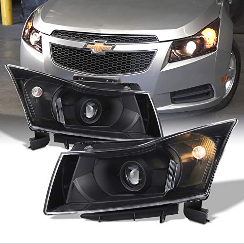 AKKON - For 2011 2012 2013 2014 2015 Chevy Cruze Black Projector Headlights Driver + Passenger Side Replacement