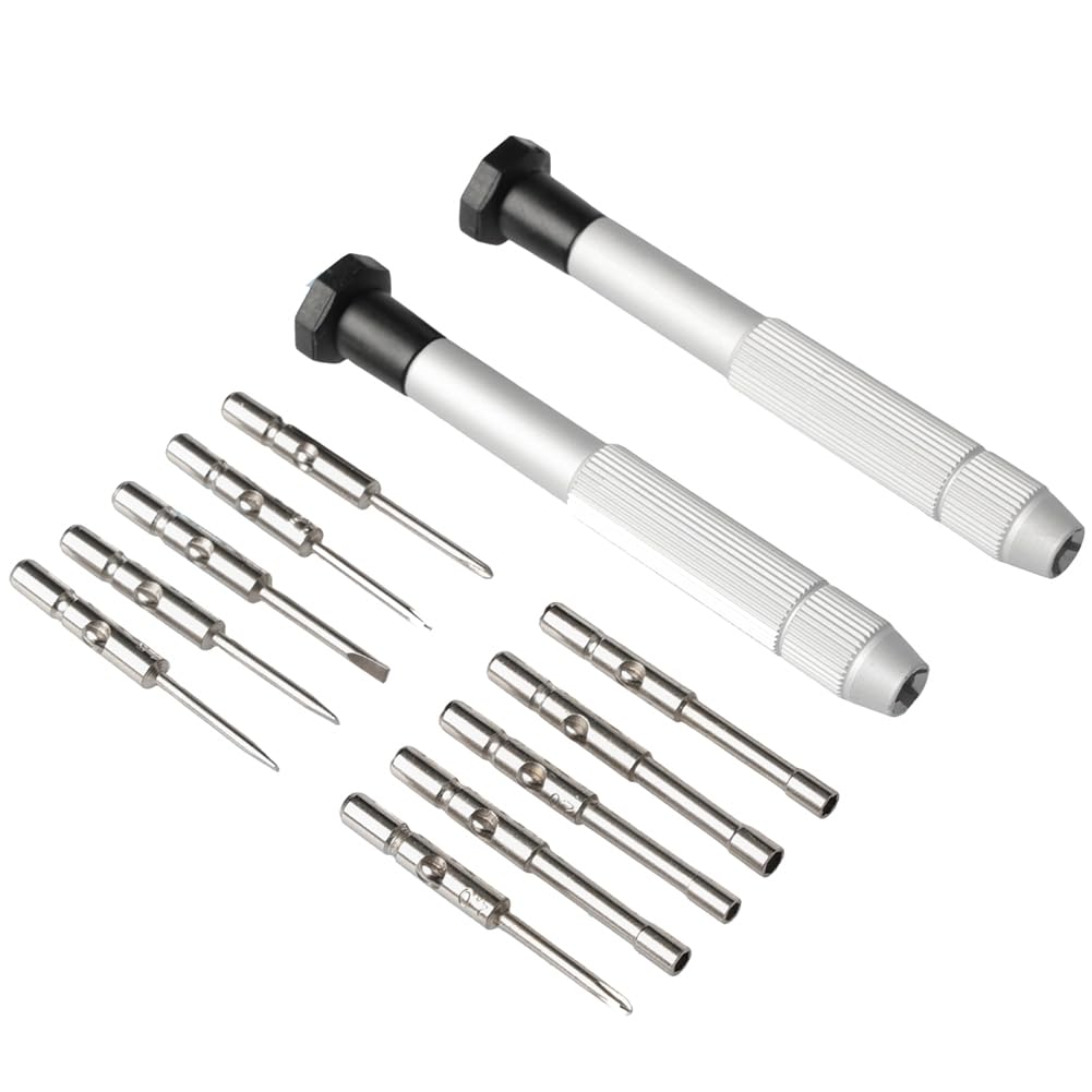 Aundhegrtt As Shown Flat Screwdriver Bit Set(12-Pieces) With Aluminum Case, Screwdriver Kit For Eyeglasses Repair Tools
