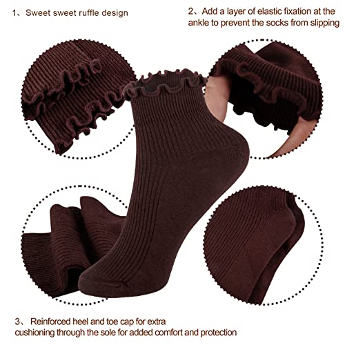 Womens Ankle Casual Socks Lace Ruffle Low Cut Knit Cotton Lettuce Socks for Women Girls4