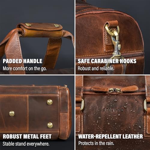 Bolsa de viaje con compartimento para zapatos STILORD de piel auténtica 5