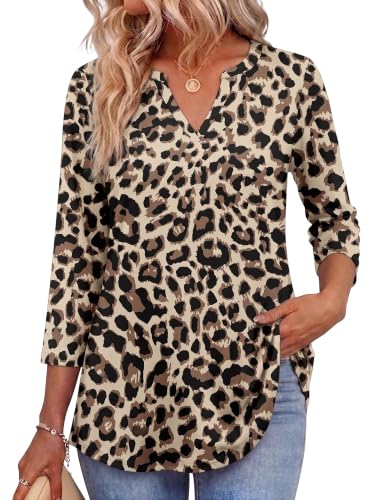 Image of Zeagoo Womens 3 /4 Length Sleeve Tops V Neck Tunic Dressy Casual Blouse
