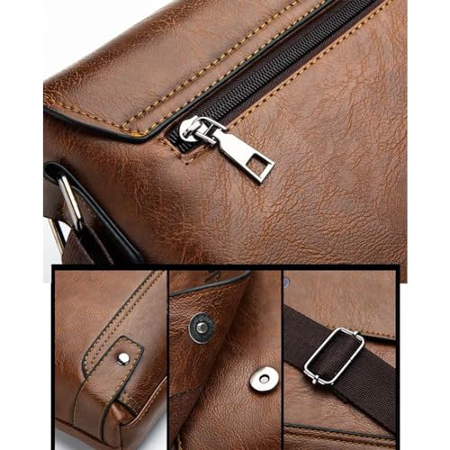 Leather Messenger Bag for Men Lightweight Shoulder Handbag Crossbody Briefcases Casual Work Satchel Messenger Tote Bag4