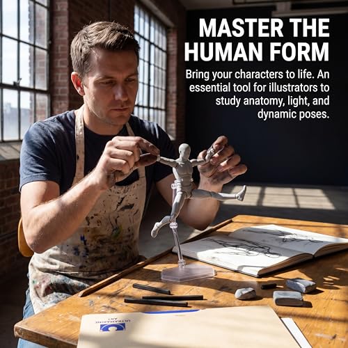 Image of Body Kun Artist Manikin Figure Drawing Supplies Drawing Tools, Mannequin for Artists Drawing Figures Model for Sketching, Painting, Artists Male (Grey)
