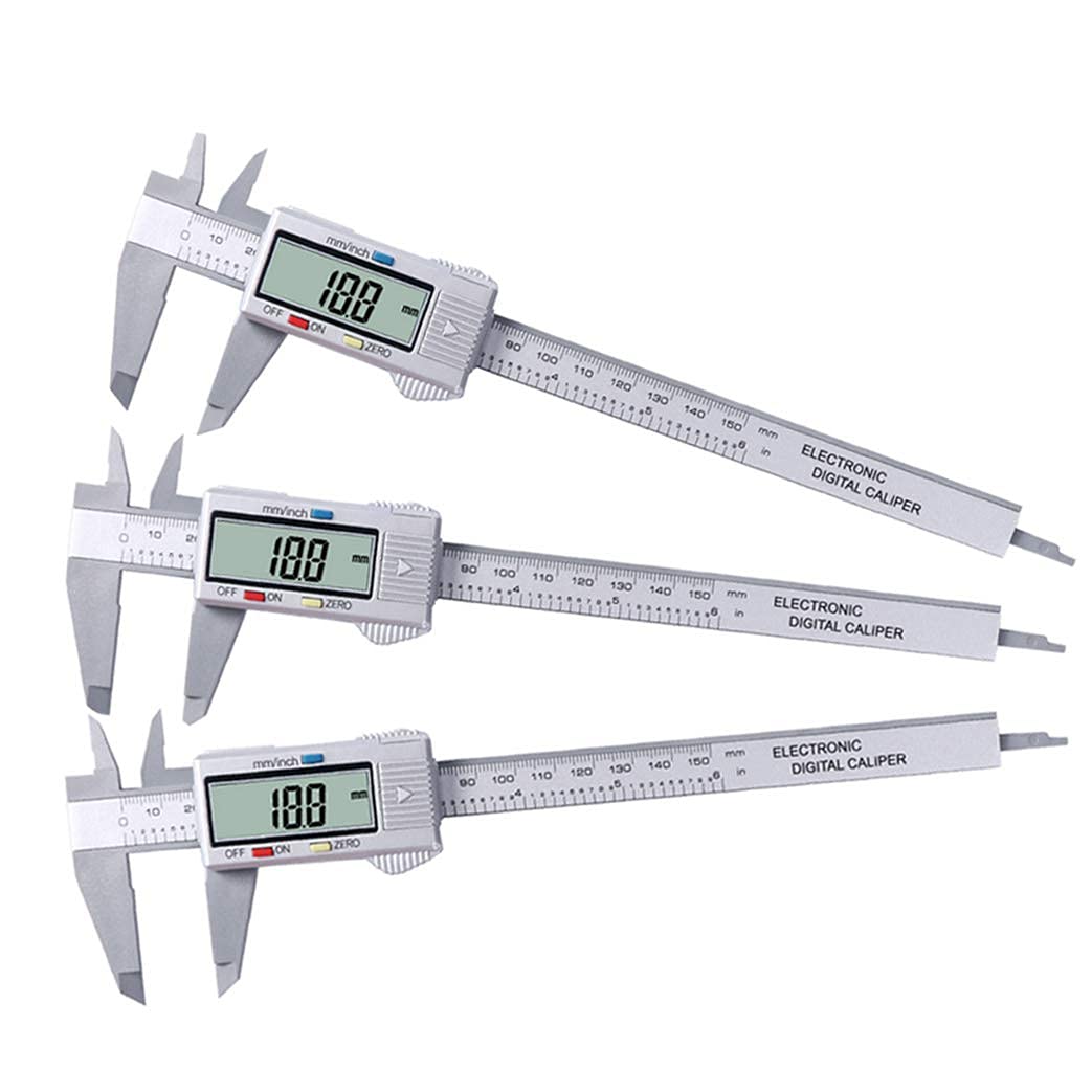 150 mm 6 Pulgadas LCD Regla Digital Electrónica Fibra de Carbono Vernier Calibre Micrómetro Herramienta de medición Instrumento Nuevo