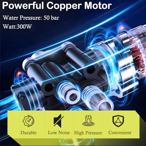 Cordless High Pressure Washer,21V Portable Power Washer with Two Batteries,6-in-1 Adjustable Nozzle and 5m Hose,Pressure Cleaner for Car/Floor/Garden Cleaning & Watering 3 Cordless High Pressure Washer,21V Portable Power Washer with Two Batteries,6-in-1 Adjustable Nozzle and 5m Hose,Pressure Cleaner for Car/Floor/Garden Cleaning & Watering - Image 3